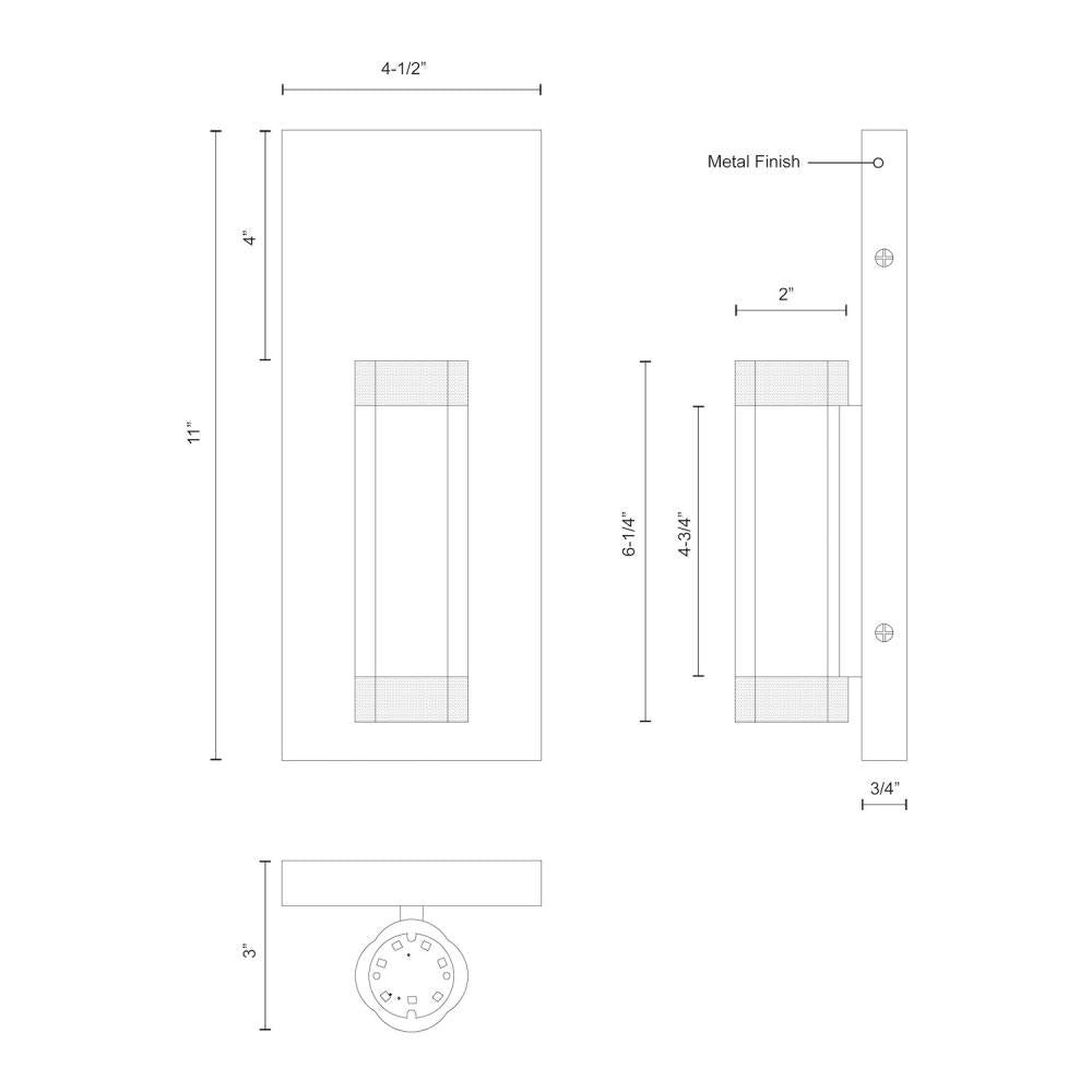 Kuzco Brazen WS16705-CH Wall Sconce, LED, Chrome
