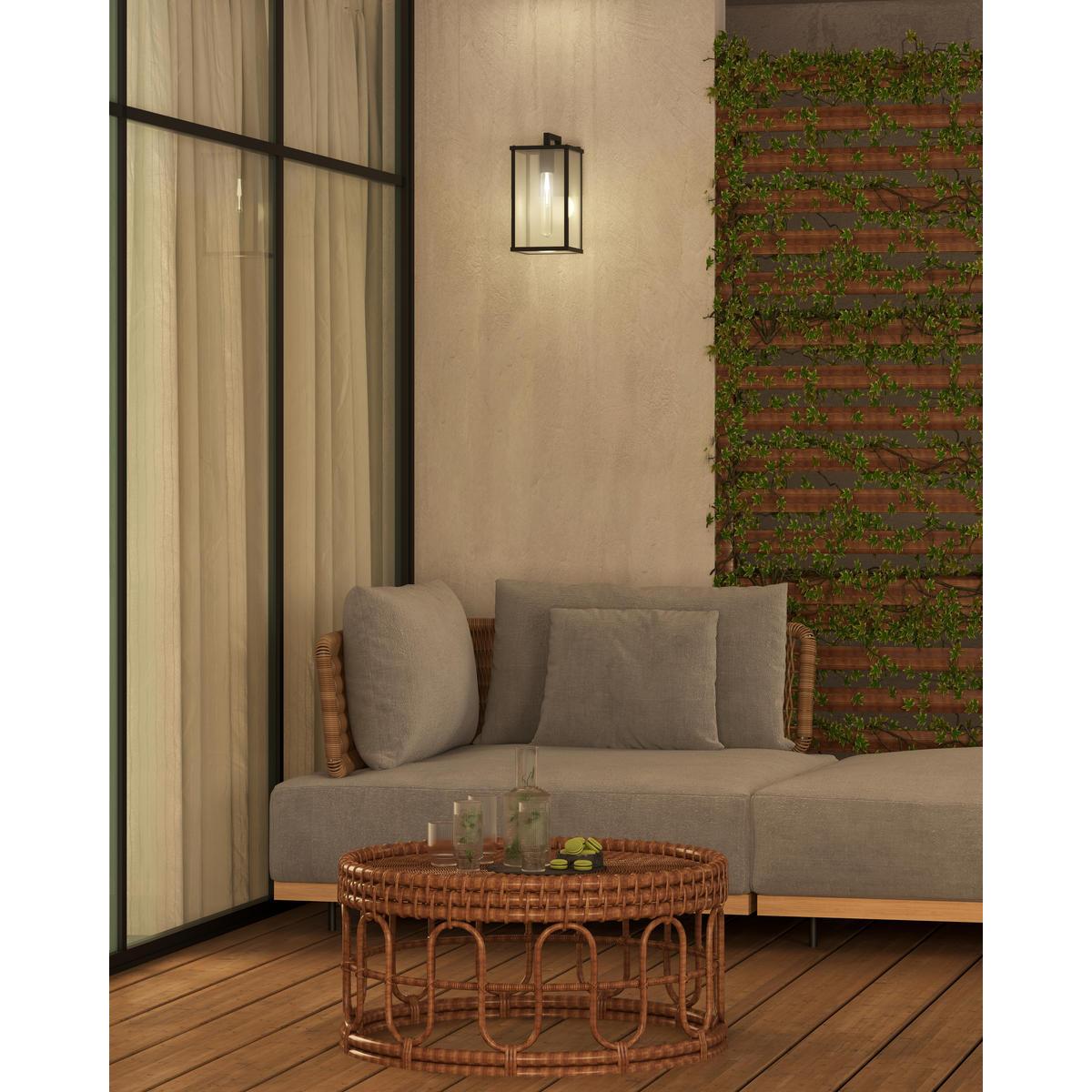 ALORA MOOD Lighting EW652505BKCL Exterior Wall Sconce, 1 Light, Clear Glass/Textured Black