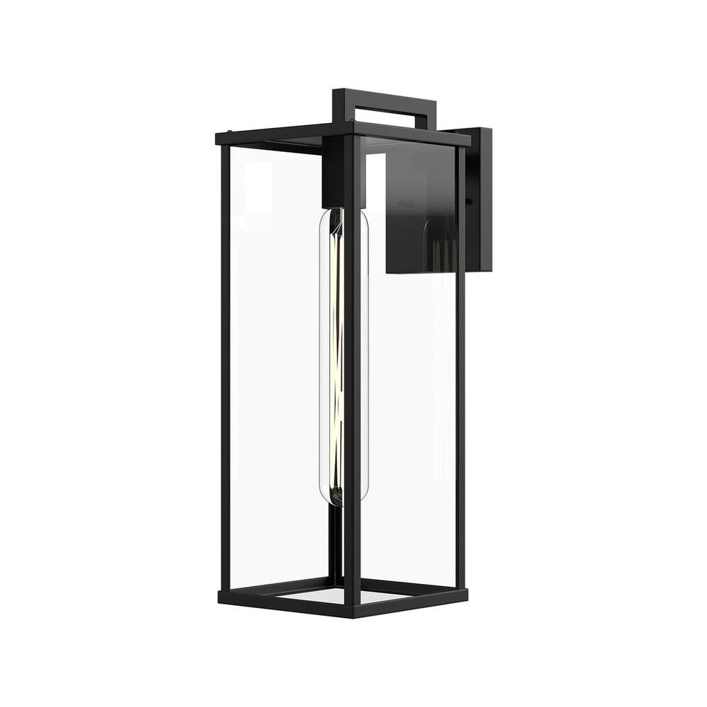 ALORA MOOD Lighting EW652707BKCL Exterior Wall Sconce, 1 Light, Clear Glass/Textured Black