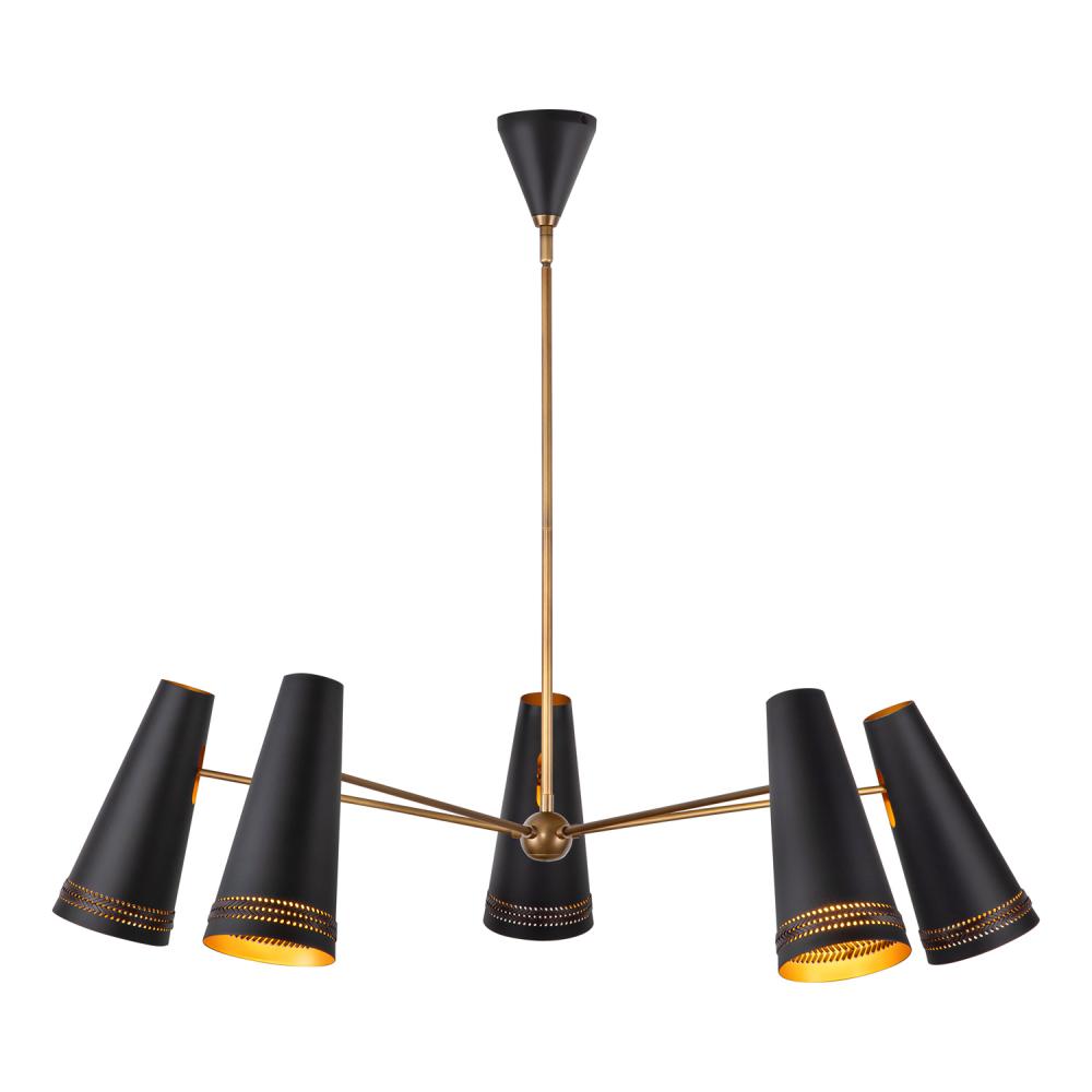 ALORA Lighting CH342545MBHL Brickell 45-in Chandelier, UL Listed, Matte Black/Hazelnut Leather