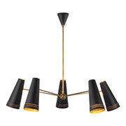 ALORA Lighting CH342545MBHL Brickell 45-in Chandelier, UL Listed, Matte Black/Hazelnut Leather