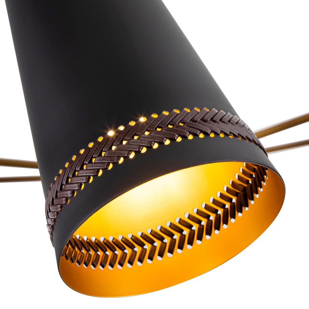 ALORA Lighting CH342545MBHL Brickell 45-in Chandelier, UL Listed, Matte Black/Hazelnut Leather
