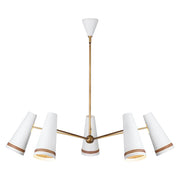 ALORA Lighting CH342545MWHL Chandeliers, 45-in, Matte White/Hazelnut Leather