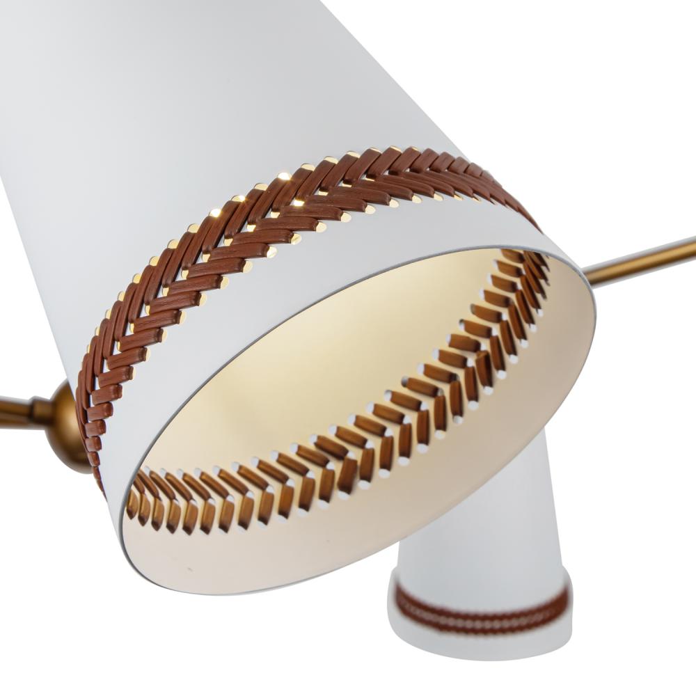 ALORA Lighting CH342545MWHL Chandeliers, 45-in, Matte White/Hazelnut Leather