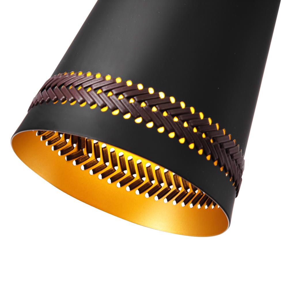 ALORA Lighting Brickell WV342105MBHL Wall/Vanity Light Fixture, UL Damp Rated, Matte Black/Hazelnut Leather