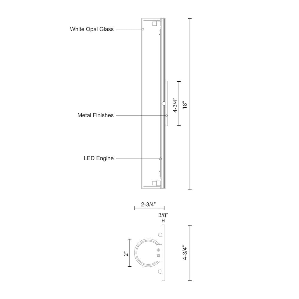 Kuzco Bute WS8318-BN Wall Sconce, 22W LED, Brushed Nickel