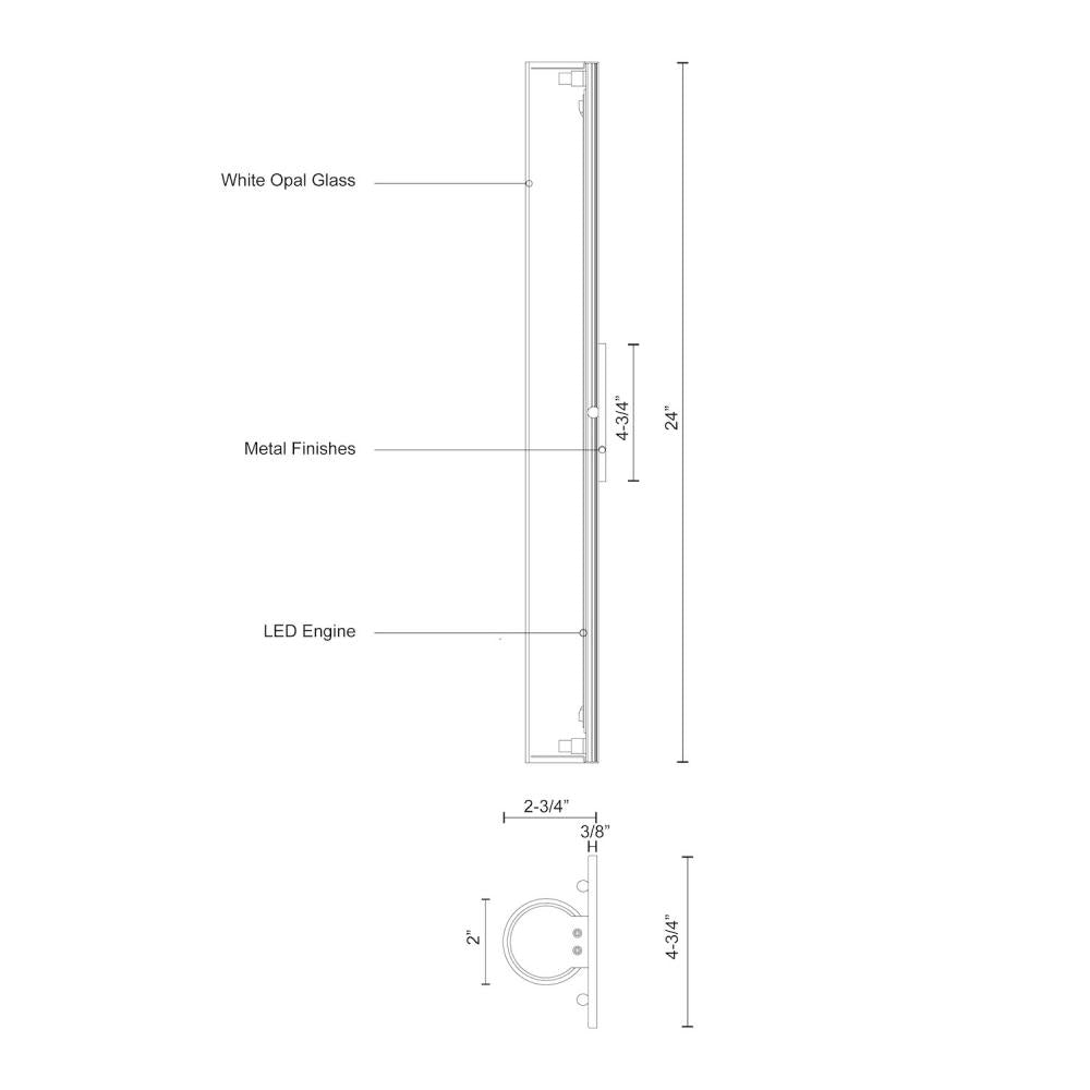 Kuzco Bute WS8324-CH Wall Sconce, LED, Chrome