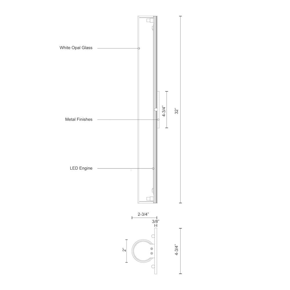 Kuzco Lighting WS8332-BN Wall Sconce, LED, Brushed Nickel