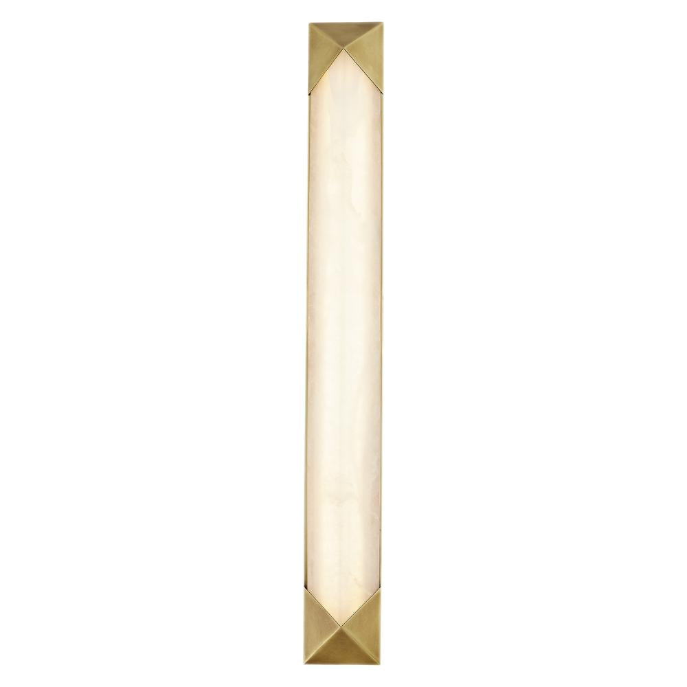 ALORA Lighting WV323225VBAR Caesar 25-in Wall/Vanity Light Fixture, UL Damp Rated, Vintage Brass/Alabaster
