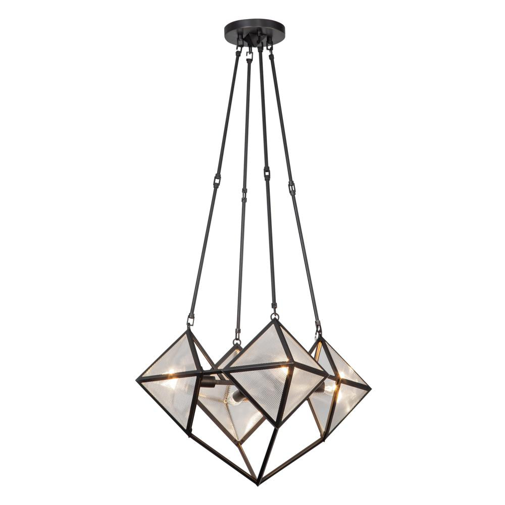 ALORA Lighting CH332421UBCR Cairo 21-in Ribbed Glass/Urban Bronze Chandelier, UL Damp Rated, Urban Bronze
