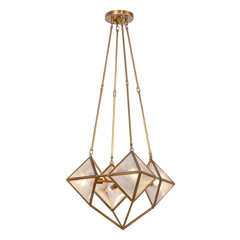 ALORA Lighting CH332421VBCR Chandeliers, Ribbed Glass/Vintage Brass