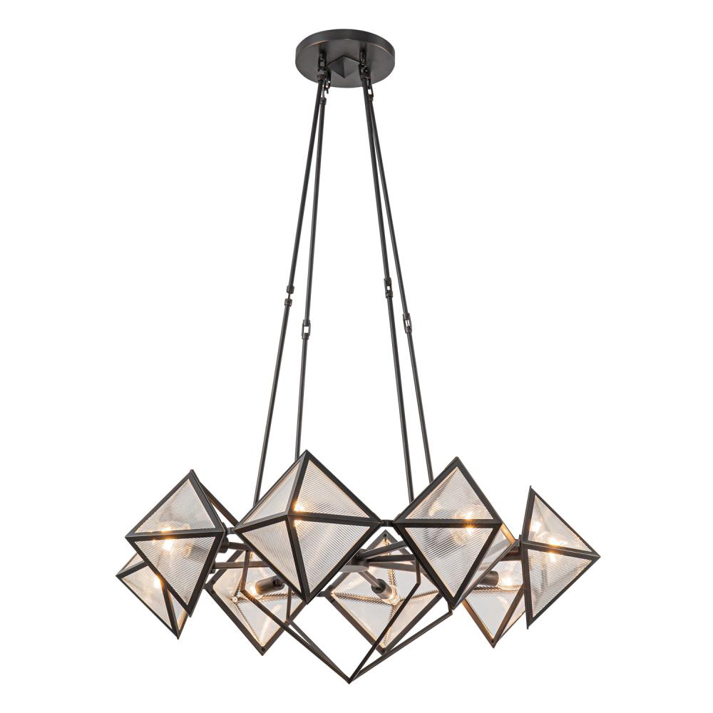 ALORA Lighting CH332830UBCR Cairo 30-in Ribbed Glass Chandelier, 8 Lights, Urban Bronze