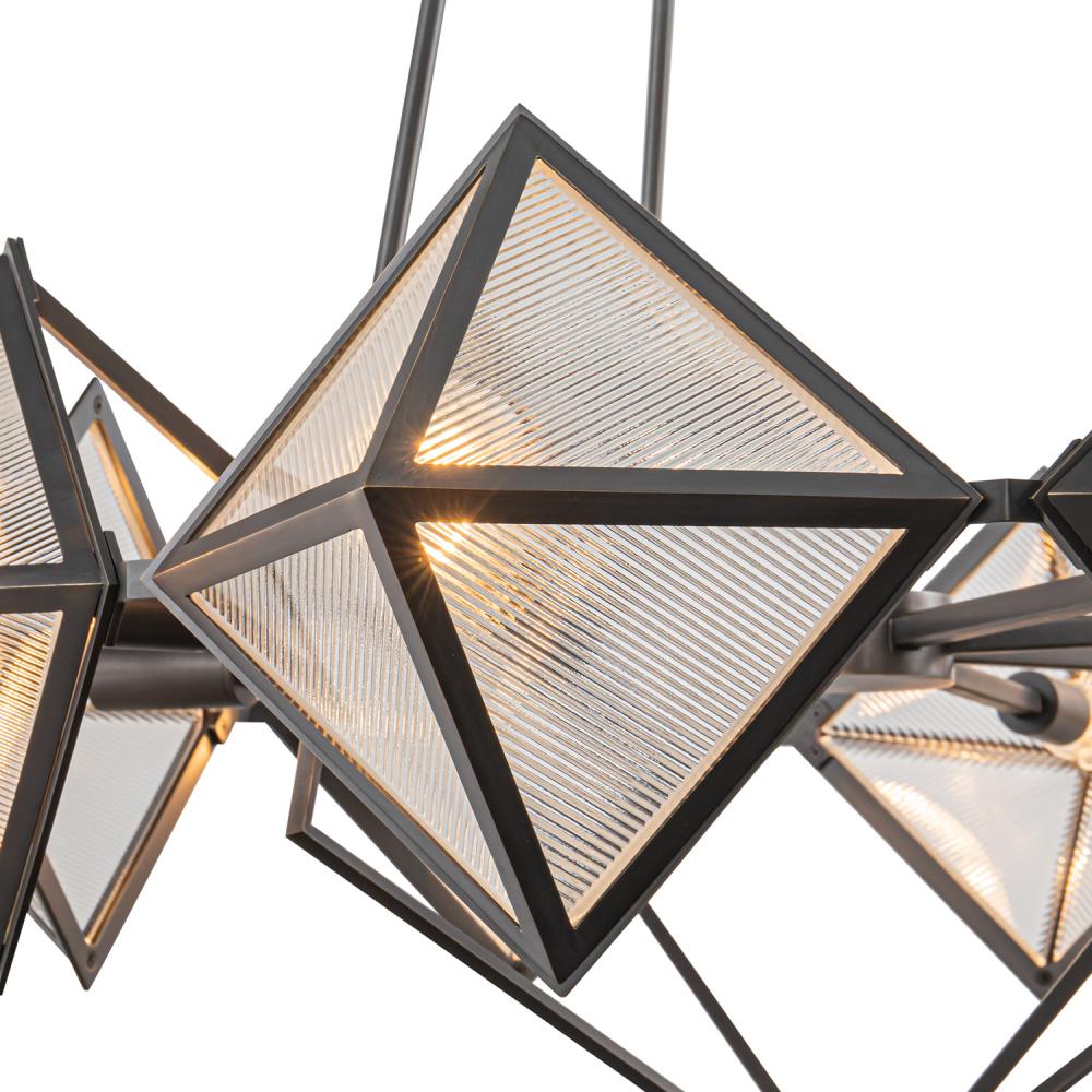 ALORA Lighting CH332830UBCR Cairo 30-in Ribbed Glass Chandelier, 8 Lights, Urban Bronze