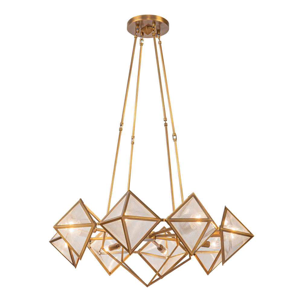 ALORA Lighting CH332830VBCR Chandeliers, Ribbed Glass/Vintage Brass