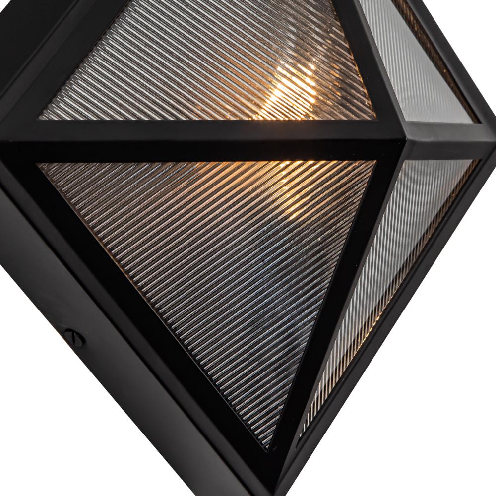 ALORA Lighting Cairo EW332511BKCR Exterior Wall Sconce, 11-Inch, Black/Ribbed Glass