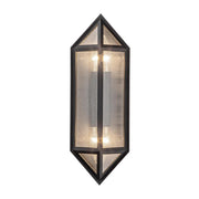 ALORA Lighting EW332705BKCR Exterior Wall Sconce, 2 Lights, Black/Ribbed Glass