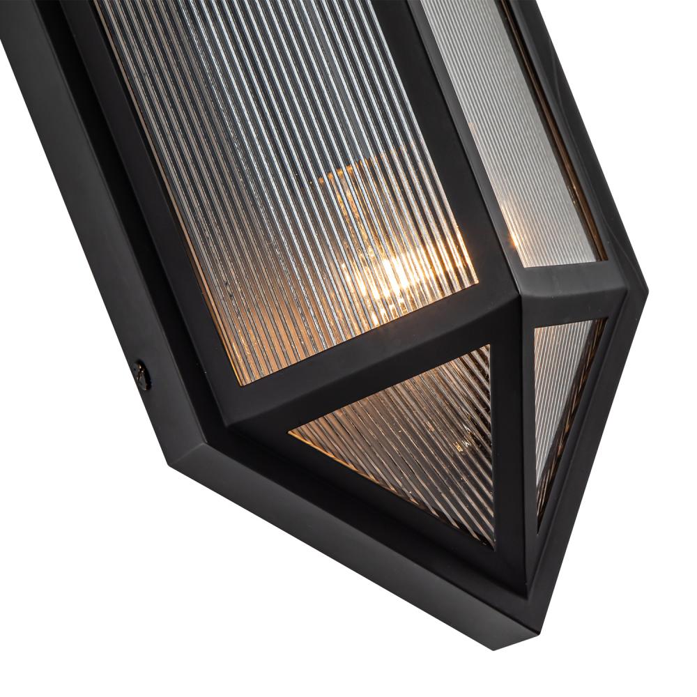 ALORA Lighting EW332705BKCR Exterior Wall Sconce, 2 Lights, Black/Ribbed Glass