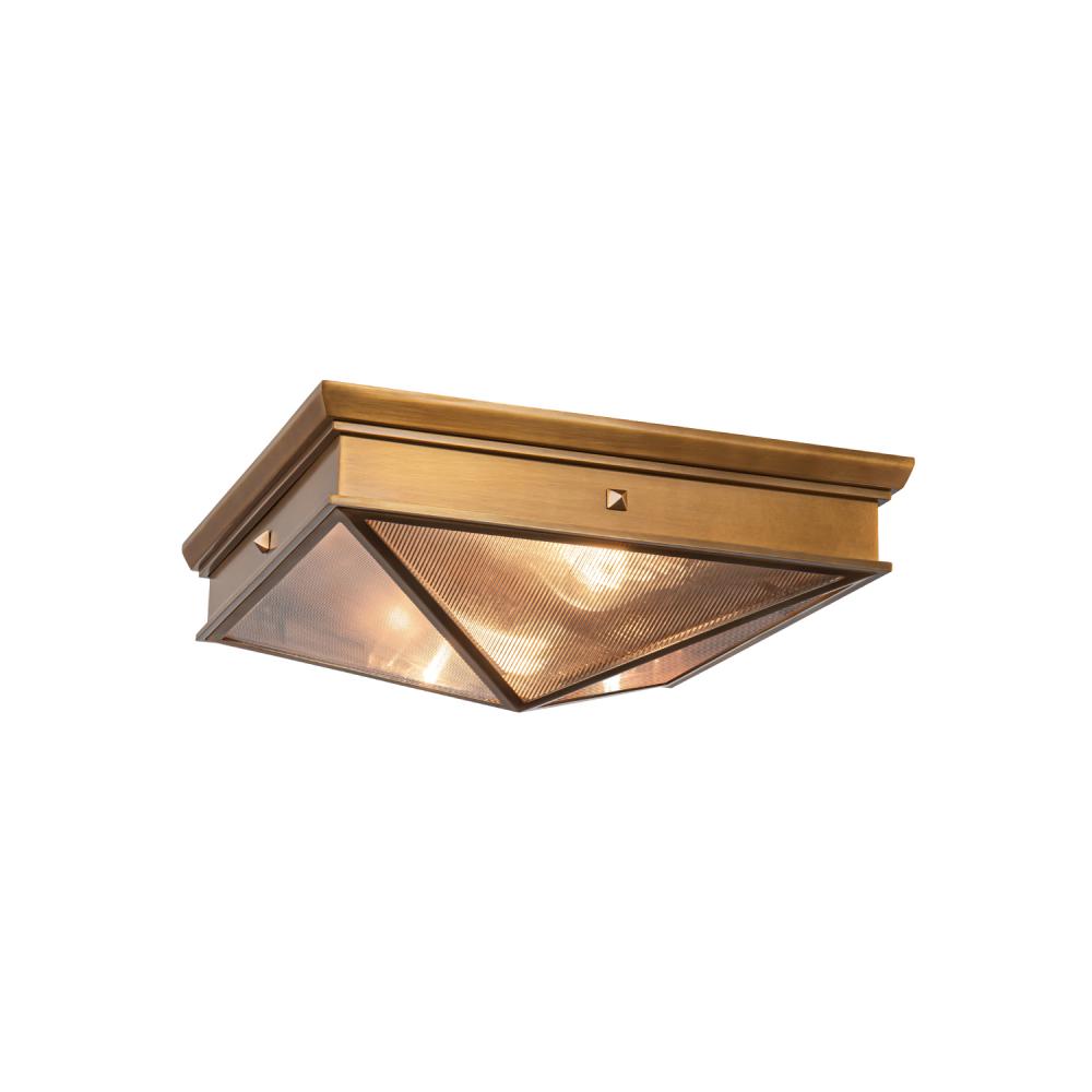 ALORA Lighting Cairo FM332615VBCR Flush Mount, Ribbed Glass/Vintage Brass