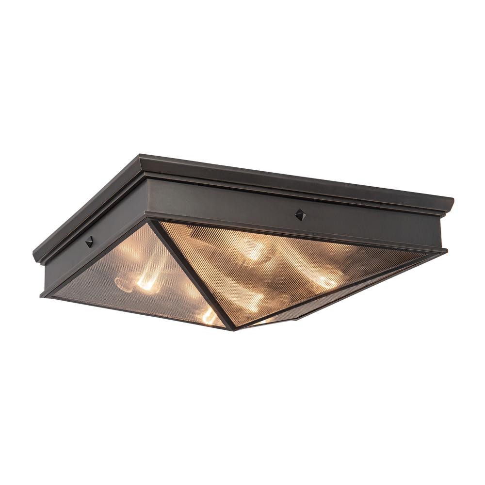 ALORA Lighting FM332919UBCR Flush Mount, 4 Lights, Ribbed Glass/Urban Bronze