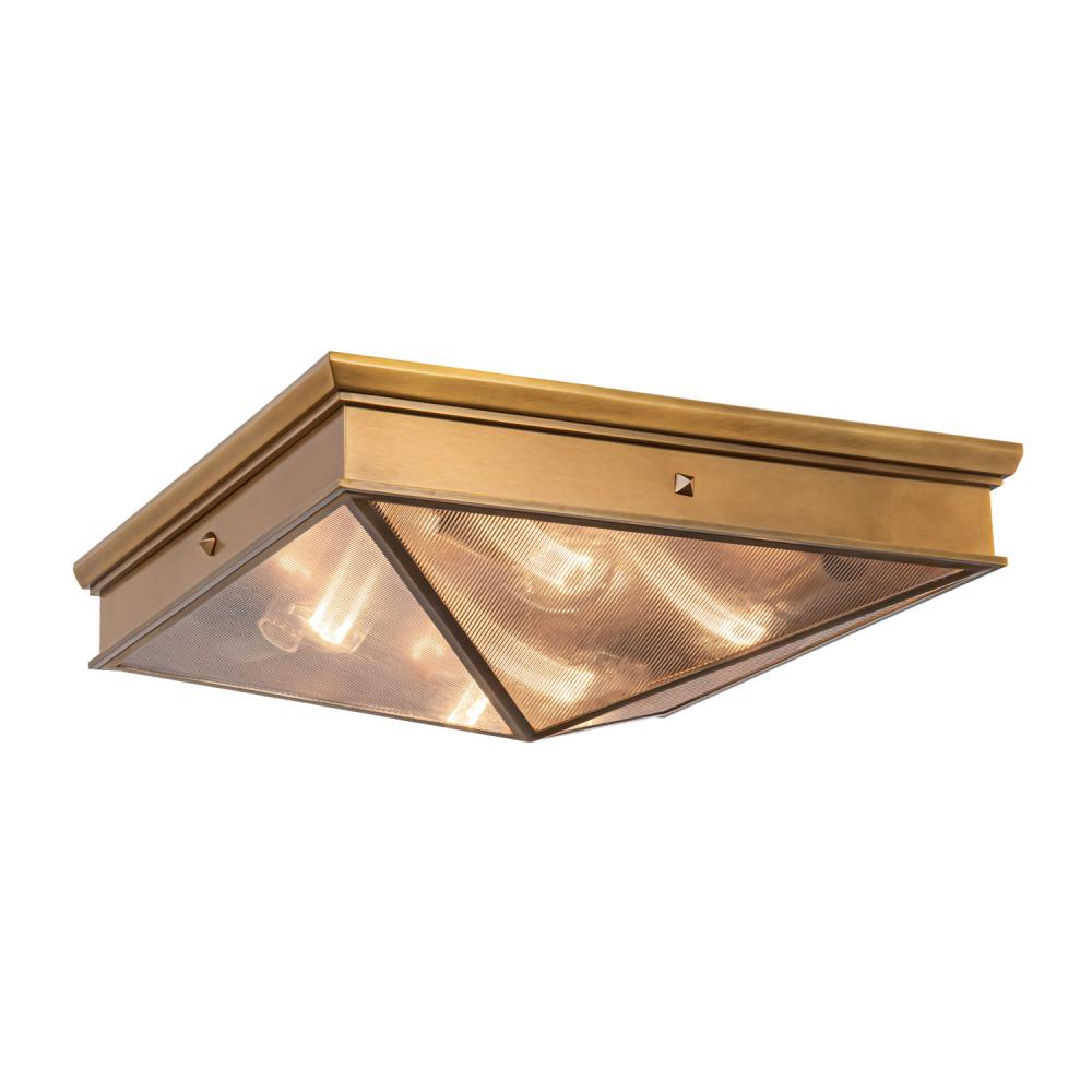 ALORA Lighting FM332919VBCR Flush Mount, 4 Lights, Ribbed Glass/Vintage Brass