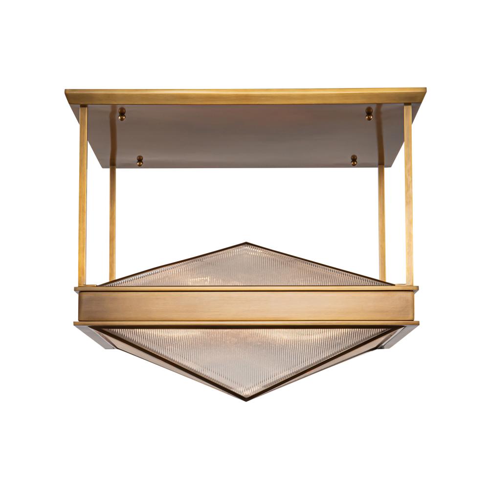 ALORA Lighting SF332919VBCR Semi Flush Mount, Ribbed Glass/Vintage Brass