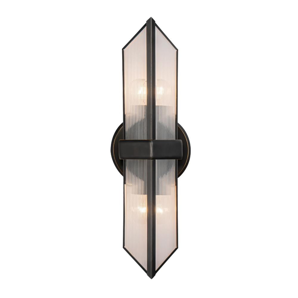 ALORA Lighting Cairo WV332815 2 Lights Wall/Vanity Lights, Ribbed Glass/Urban Bronze