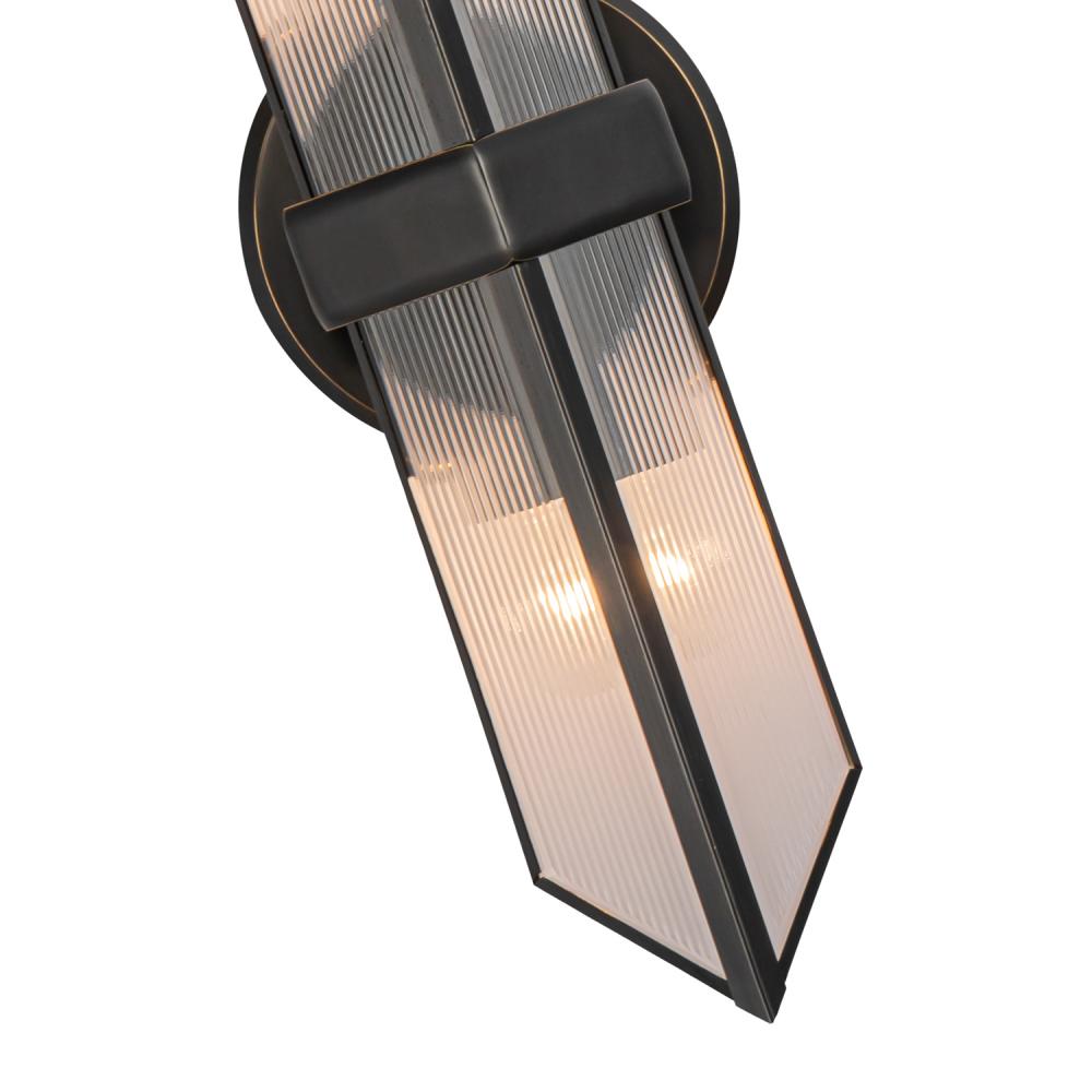 ALORA Lighting Cairo WV332815 2 Lights Wall/Vanity Lights, Ribbed Glass/Urban Bronze