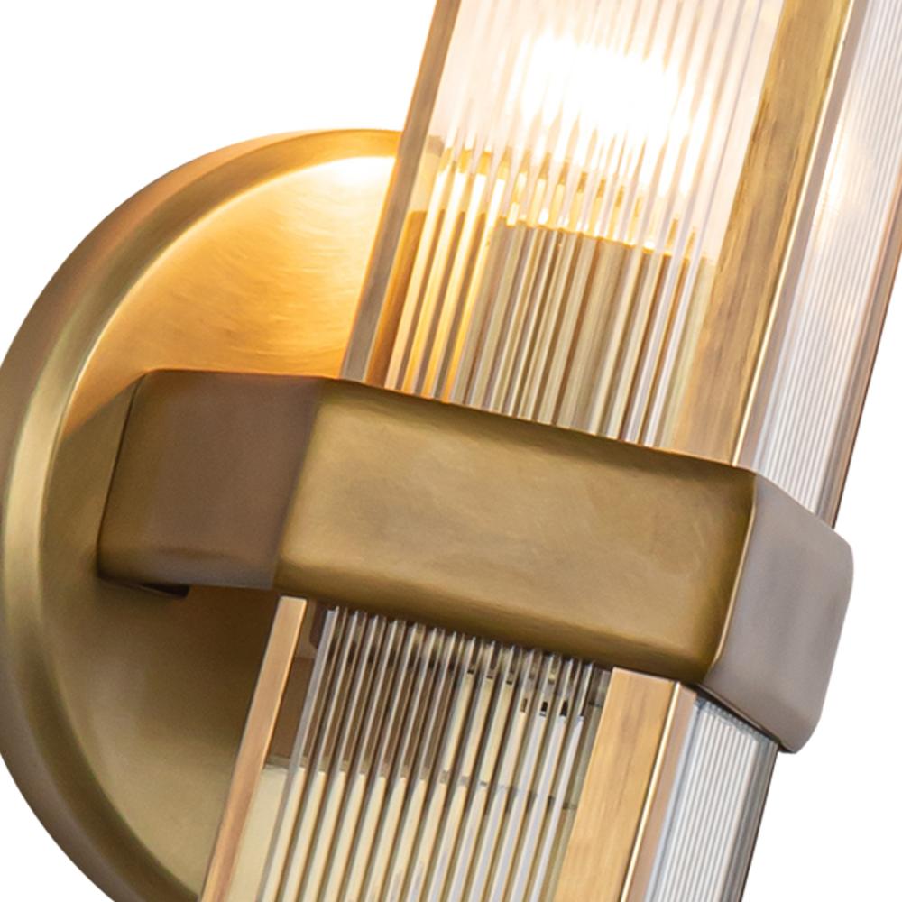 ALORA Lighting Cairo WV332904VBCR Wall/Vanity Light Fixture, UL Damp Rated, Ribbed Glass/Vintage Brass