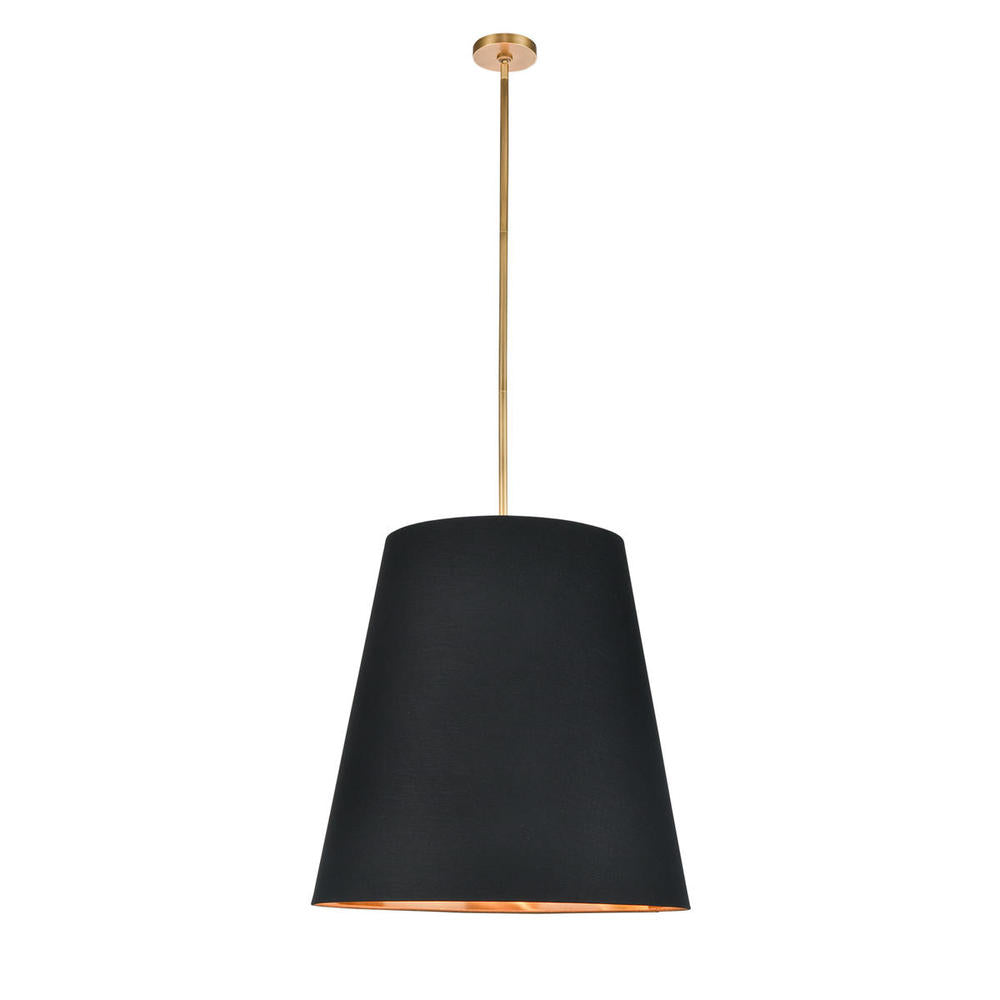 ALORA Lighting Calor PD311025VBBG Pendant Light Fixture, UL Damp Rated, Black Linen With Gold Parchment/Vintage Brass