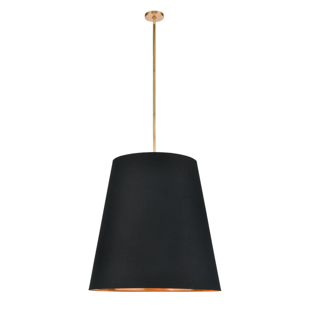 ALORA Lighting Calor PD311030VBBG Pendant Light Fixture, 3 Lights, Black Linen With Gold Parchment/Vintage Brass
