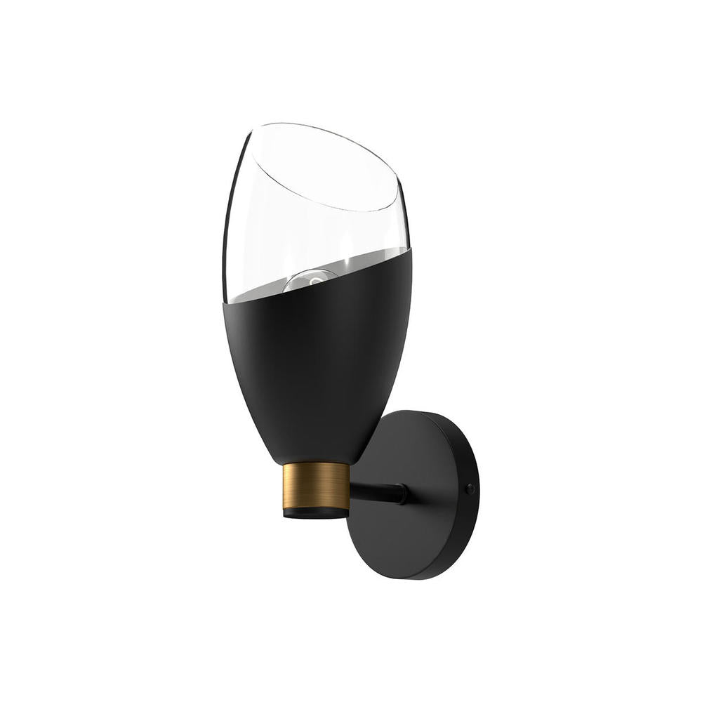 ALORA MOOD Lighting WV587105MBCL Capri 5-in Clear Glass/Matte Black 1 Light Wall/Vanity Light, UL Damp Rated
