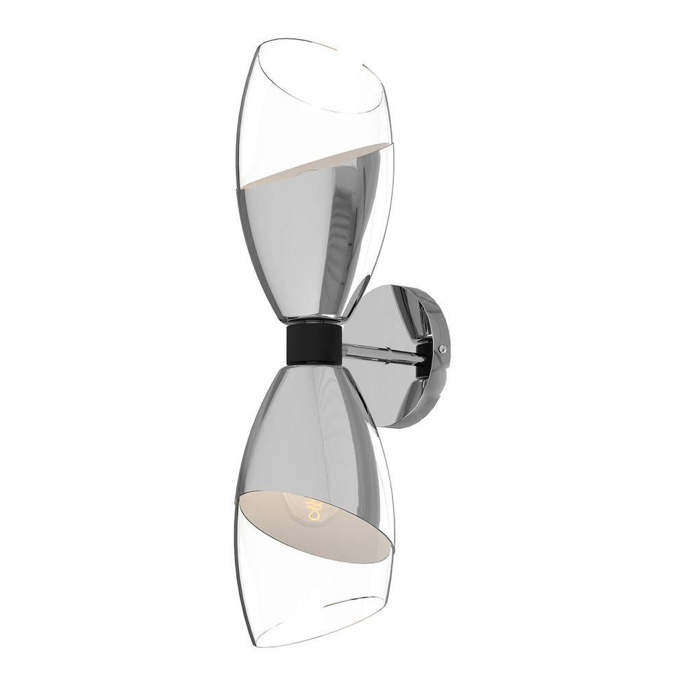 ALORA MOOD Lighting WV587224CHCL Wall/Vanity Light Fixture, 2 Lights, Chrome/Clear Glass