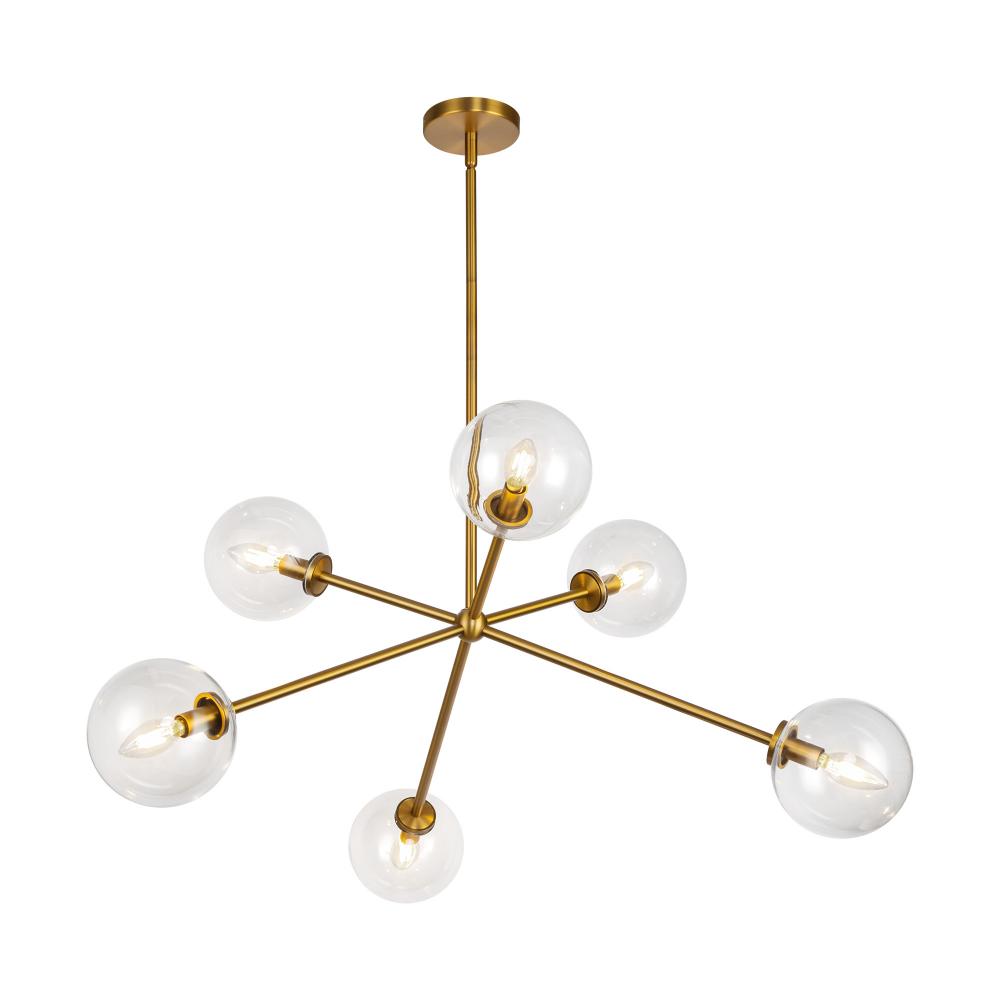 ALORA MOOD Lighting CH549640AGCL Chandelier, Aged Brass/Clear Glass