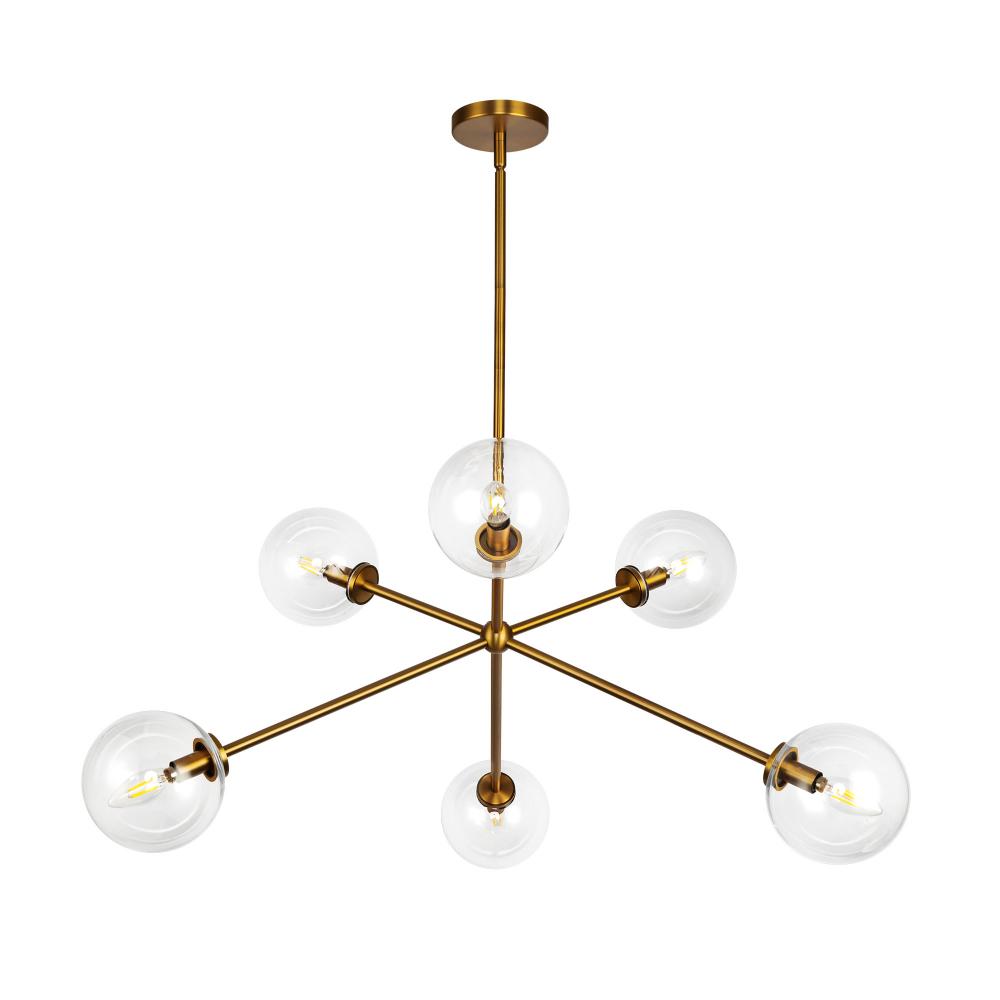 ALORA MOOD Lighting CH549640AGCL Chandelier, Aged Brass/Clear Glass