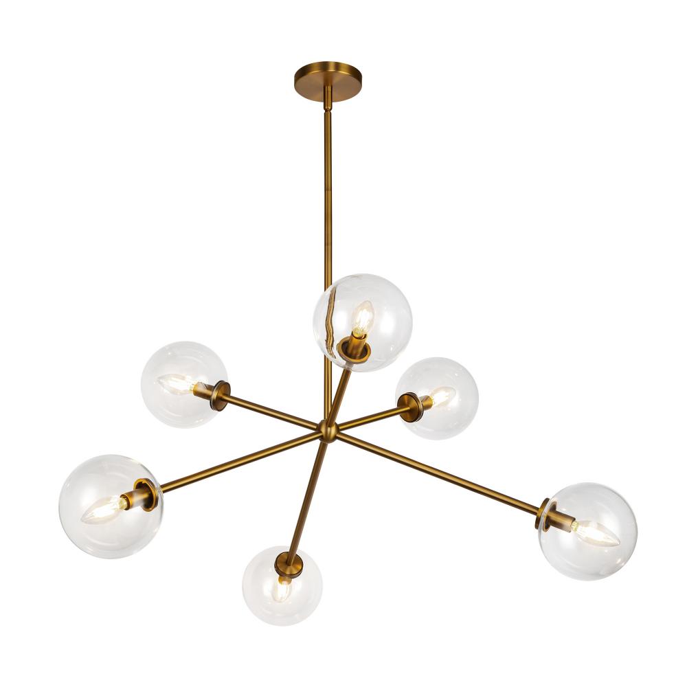 ALORA MOOD Lighting CH549640AGCL Chandelier, Aged Brass/Clear Glass