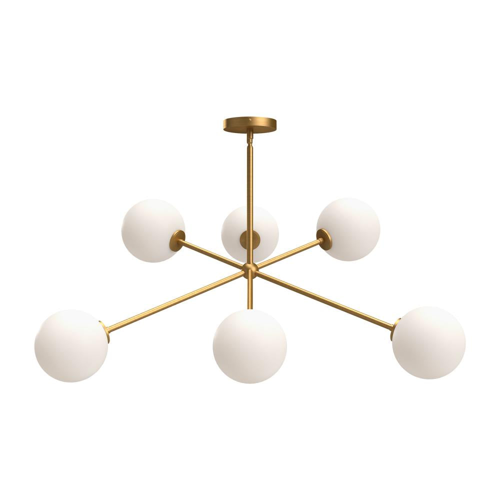 ALORA MOOD Lighting CH549640AGOP Chandeliers, Aged Gold/Opal Matte Glass
