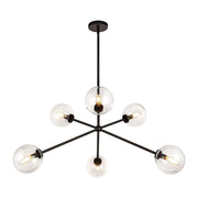 ALORA MOOD Lighting CH549640MBCL Chandelier, 6 Lights, Matte Black/Clear Glass