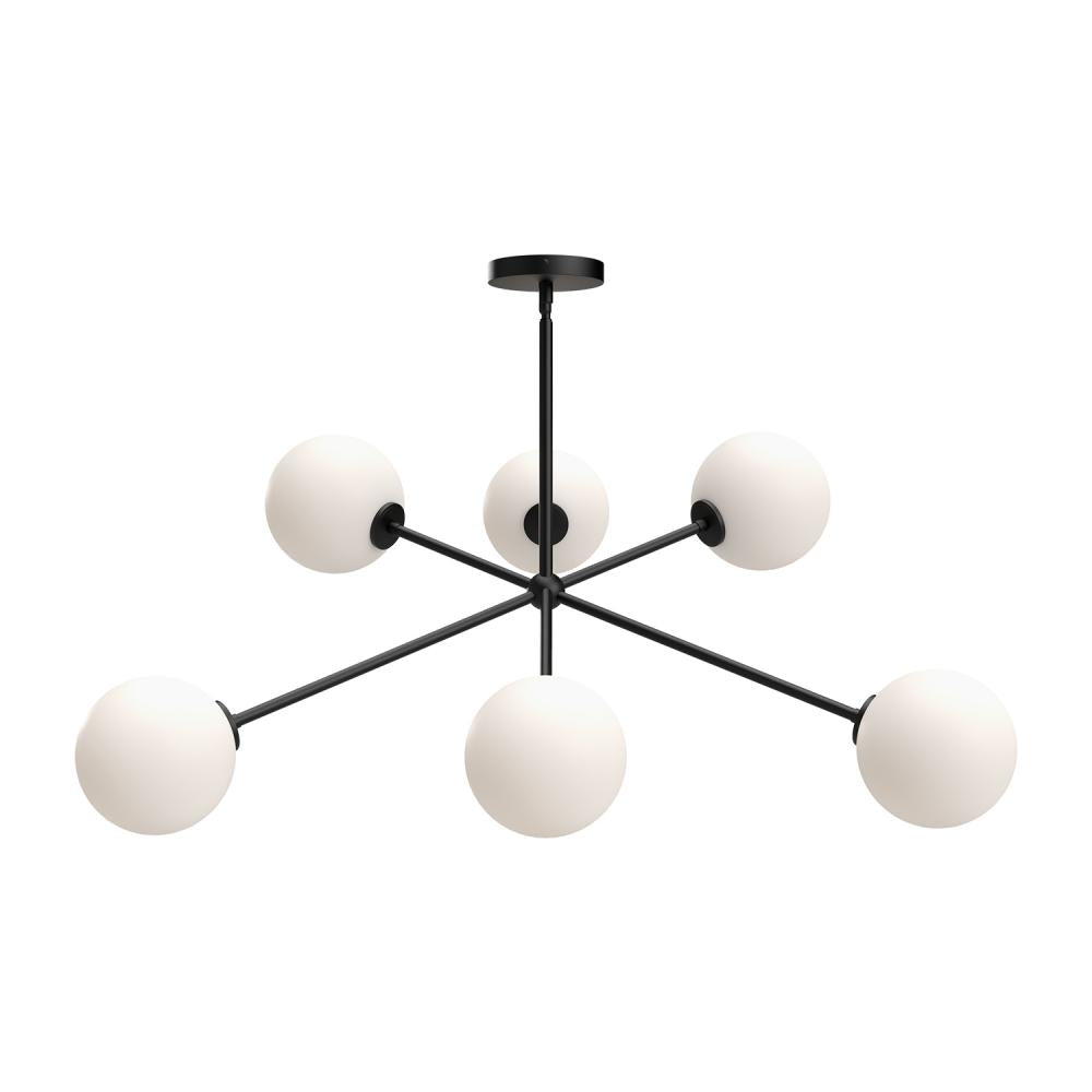 Alora Mood Cassia CH549640MBOP Chandelier, UL Damp Rated, Matte Black/Opal Matte Glass