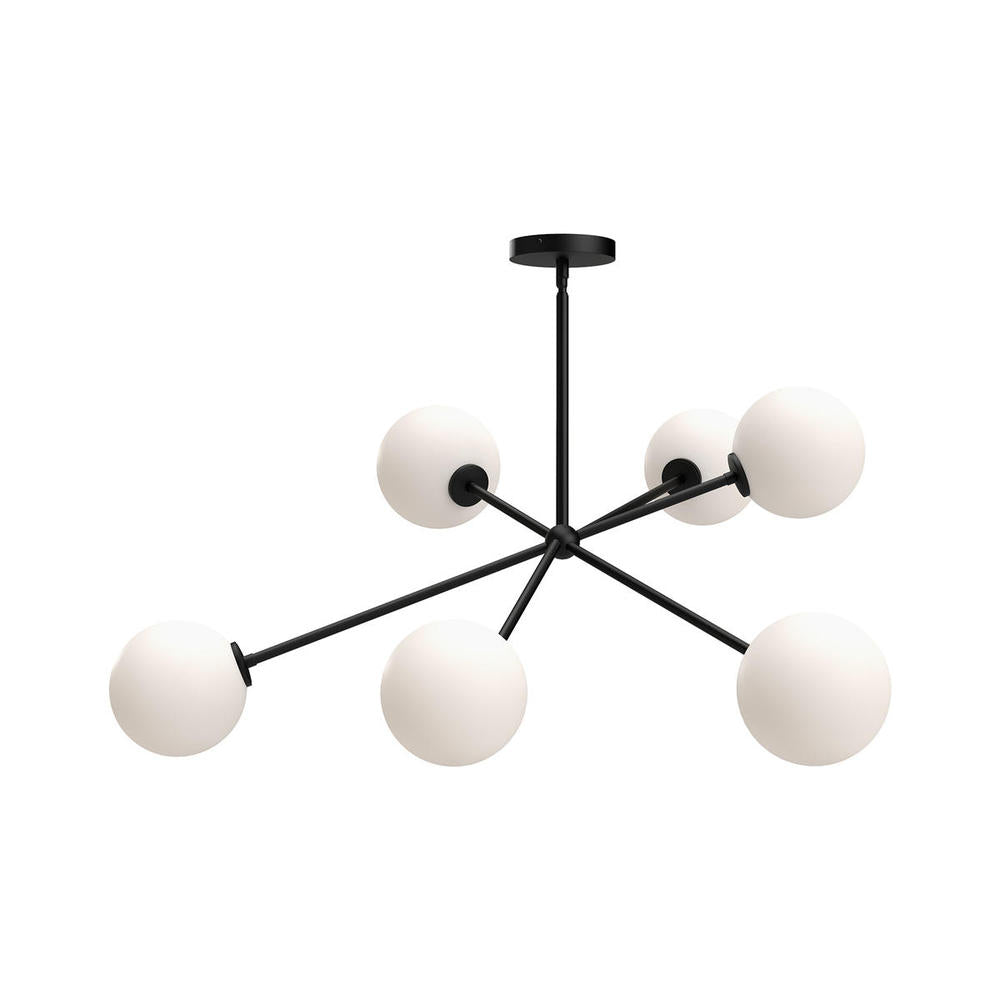 Alora Mood Cassia CH549640MBOP Chandelier, UL Damp Rated, Matte Black/Opal Matte Glass