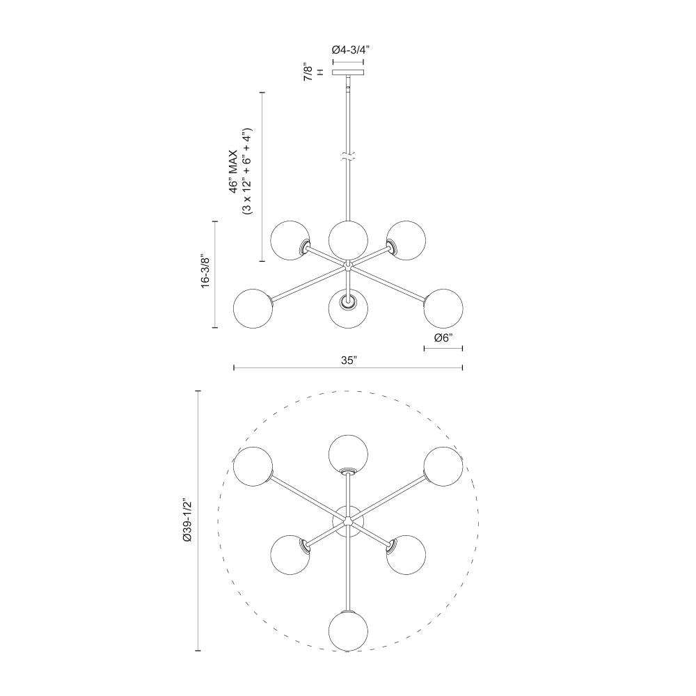 Alora Mood Cassia CH549640MBOP Chandelier, UL Damp Rated, Matte Black/Opal Matte Glass