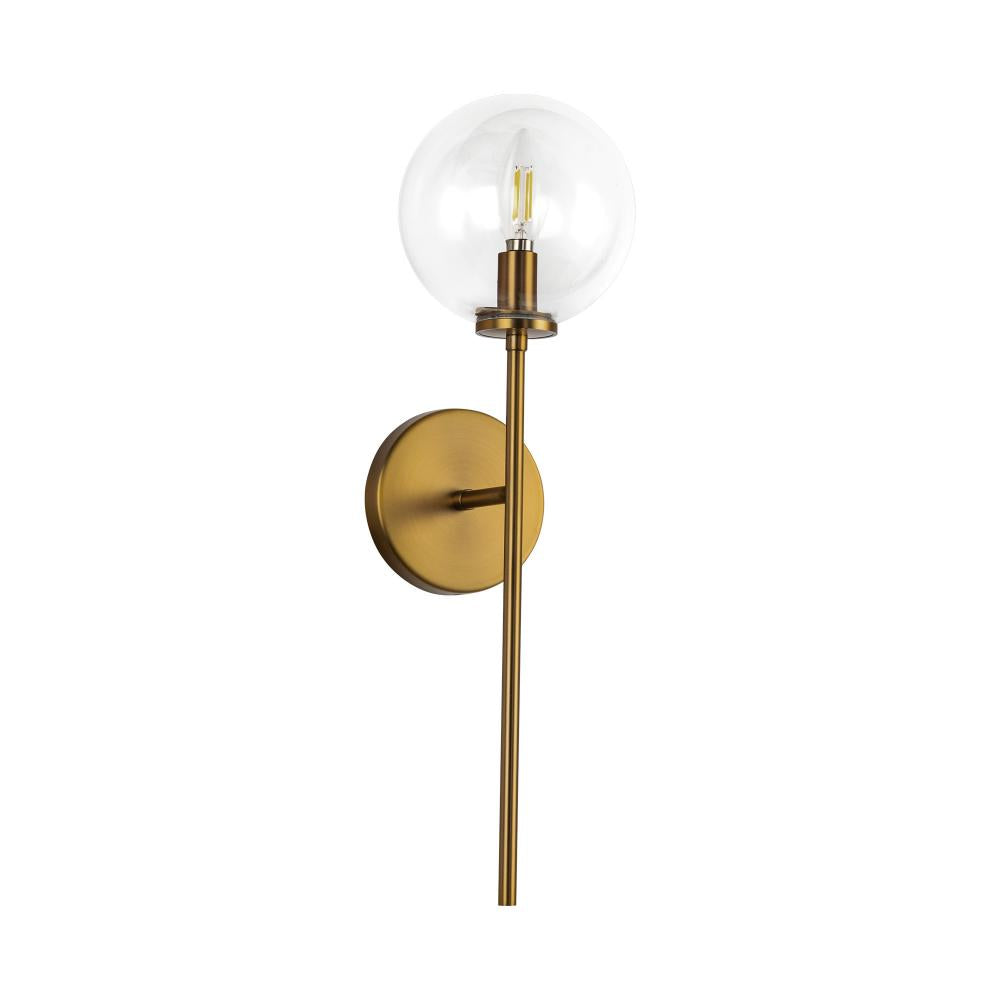 ALORA MOOD Lighting Cassia WV549101AGCL Wall Vanity Light Fixture, UL Damp Rated, Aged Gold/Clear Glass
