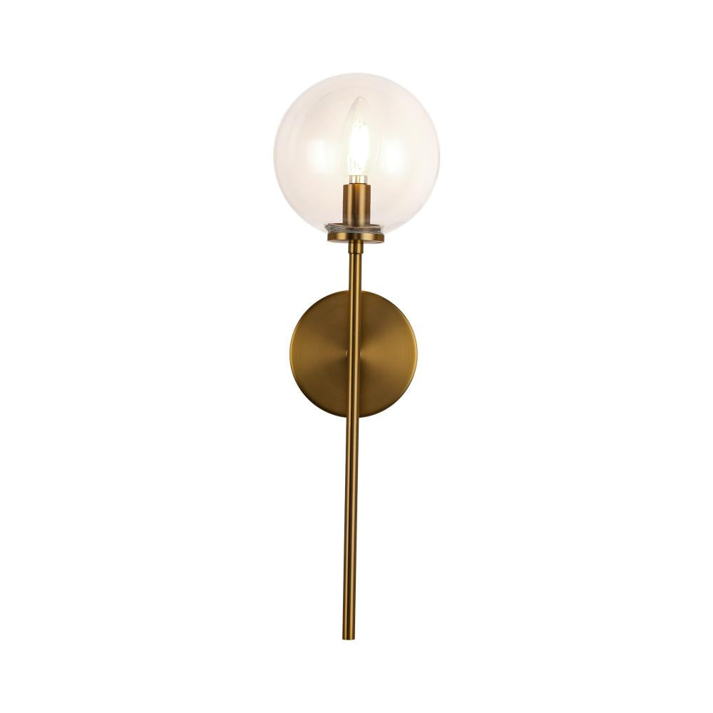ALORA MOOD Lighting Cassia WV549101AGCL Wall Vanity Light Fixture, UL Damp Rated, Aged Gold/Clear Glass