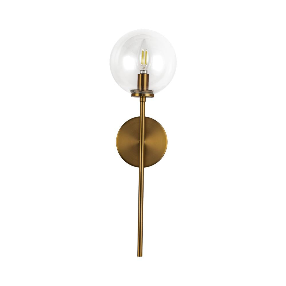 ALORA MOOD Lighting Cassia WV549101AGCL Wall Vanity Light Fixture, UL Damp Rated, Aged Gold/Clear Glass