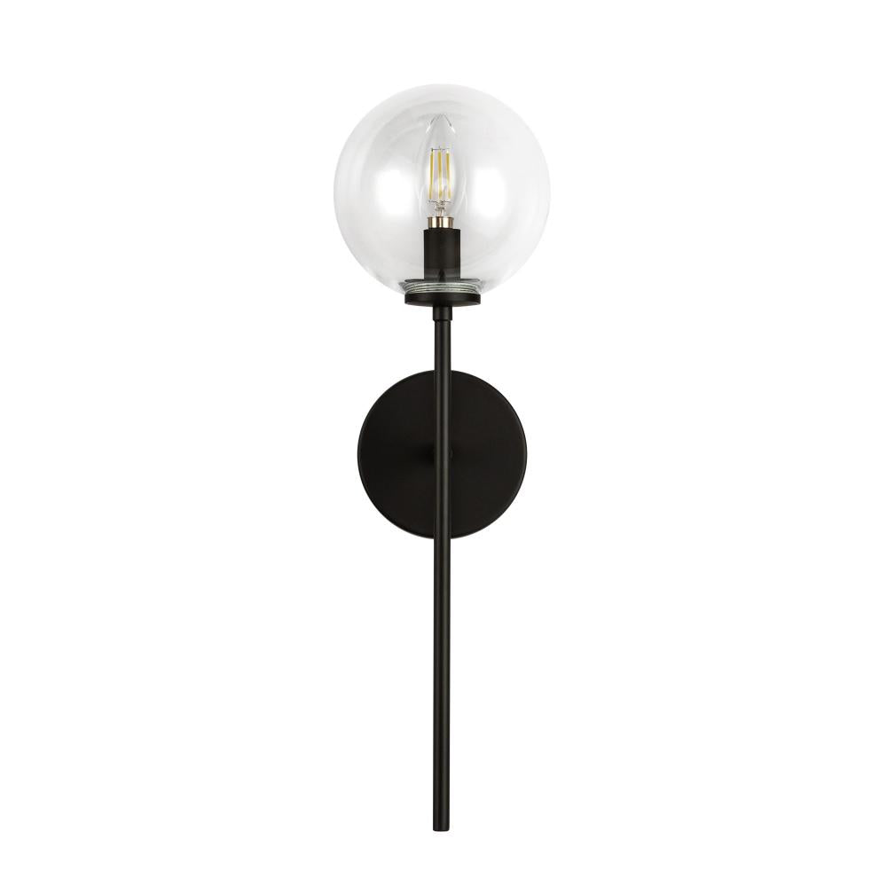Alora Mood Lighting WV549101MBCL Wall Vanity Light Fixture, UL Damp Rated, Matte Black/Clear Glass