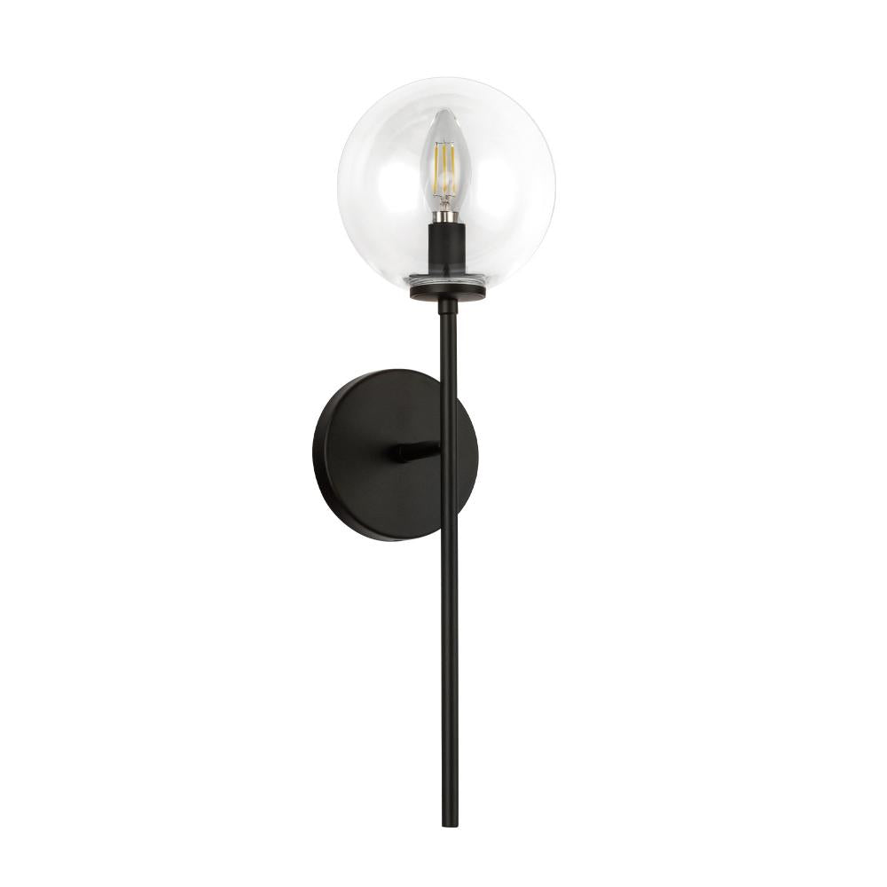 Alora Mood Lighting WV549101MBCL Wall Vanity Light Fixture, UL Damp Rated, Matte Black/Clear Glass