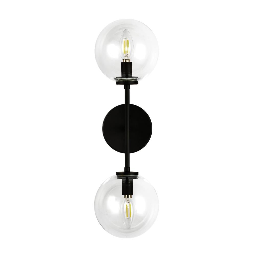 ALORA MOOD Lighting WV549220MBCL Wall Vanity Light Fixture, UL Damp Rated, Matte Black/Clear Glass