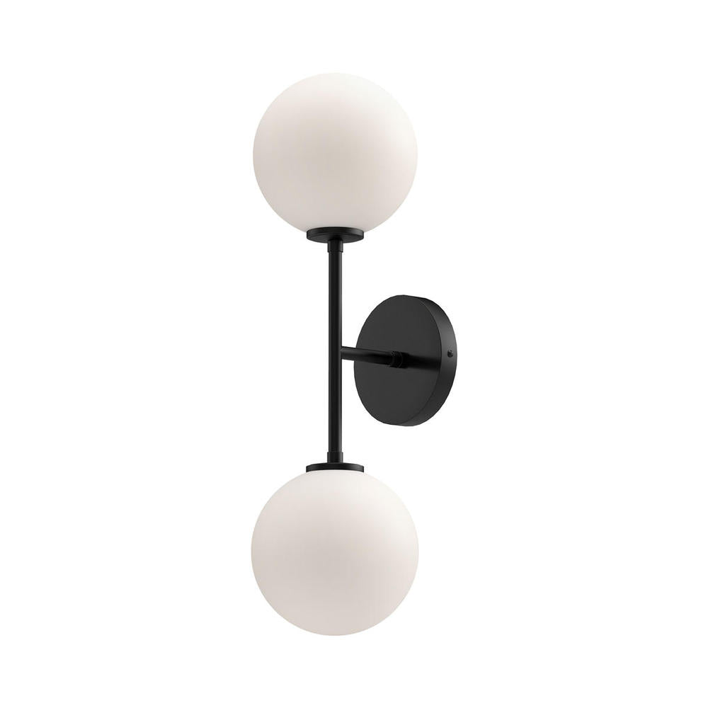 ALORA MOOD Lighting WV549220MBOP Vanity Light Fixture, UL Damp Rated, Matte Black/Opal Matte Glass