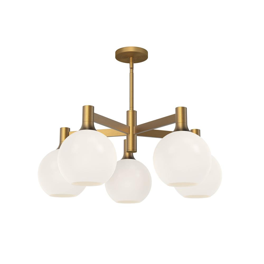 ALORA MOOD Lighting CH506129AGOP Chandeliers, 5 Lights, Aged Gold/Opal Matte Glass