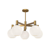 ALORA MOOD Lighting CH506129AGOP Chandeliers, 5 Lights, Aged Gold/Opal Matte Glass