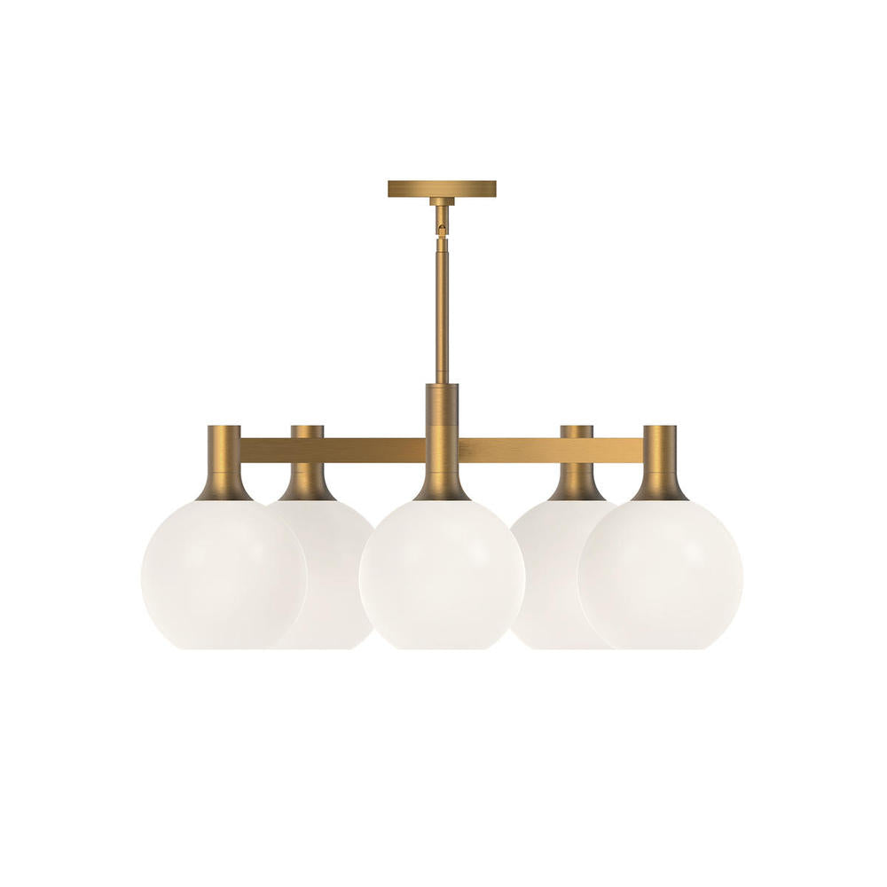 ALORA MOOD Lighting CH506129AGOP Chandeliers, 5 Lights, Aged Gold/Opal Matte Glass